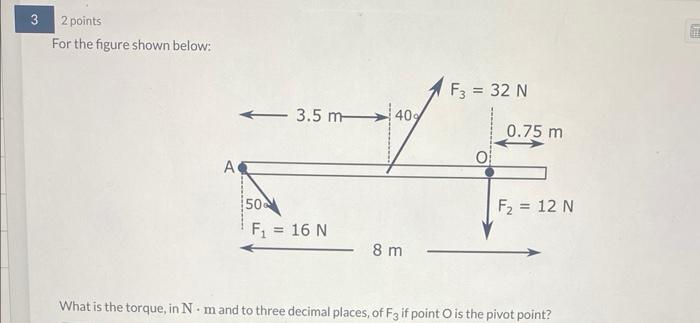 Solved For The Figure Shown Below: What Is The Torque, In N 