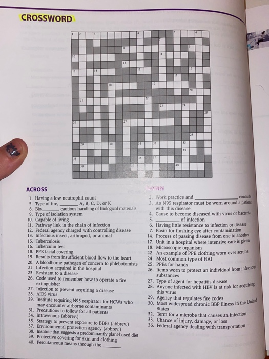 solved crossword across 1 having a low neutrophil count 5 chegg com