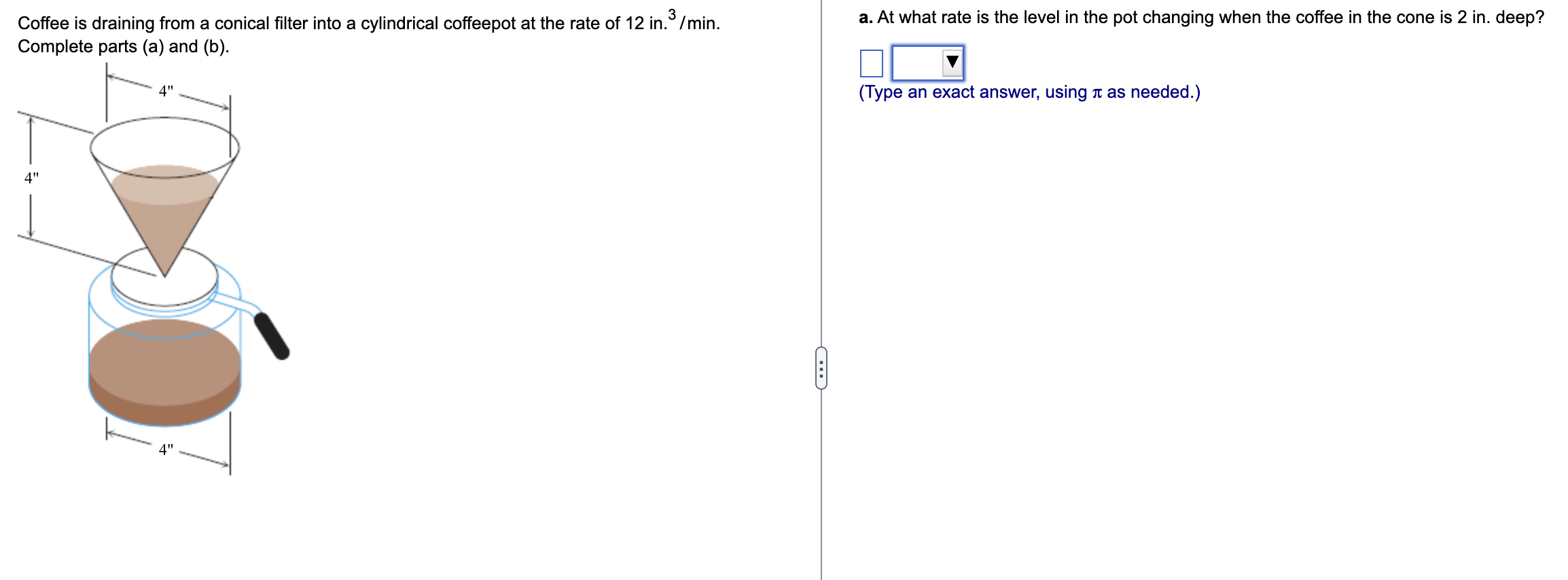Solved Coffee is draining from a conical filter into a