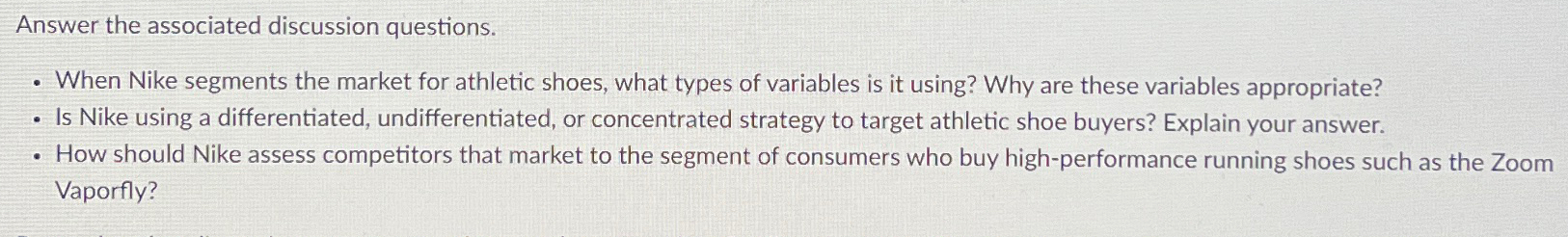 Solved Answer the associated discussion questions. When Nike | Chegg.com
