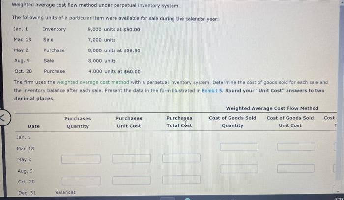 Solved Weighted average cost flow method under perpetual | Chegg.com