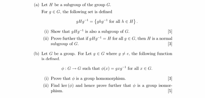 Solved A Let H Be A Subgroup Of The Group G For 9 G Chegg Com