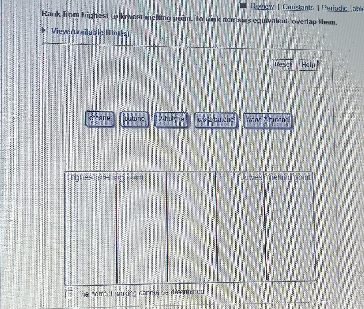 Solved Rank from highest to lowest melting point. To rank | Chegg.com