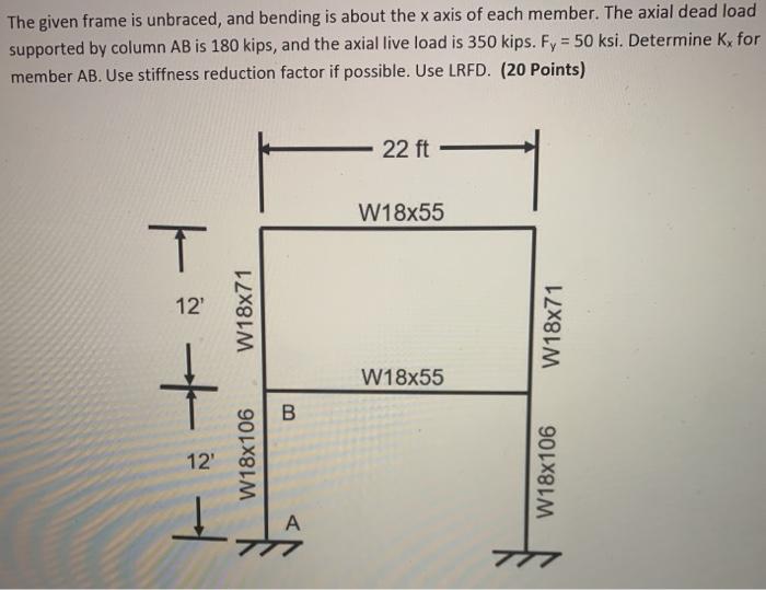 Solved The Given Frame Is Unbraced And Bending Is About The Chegg Com