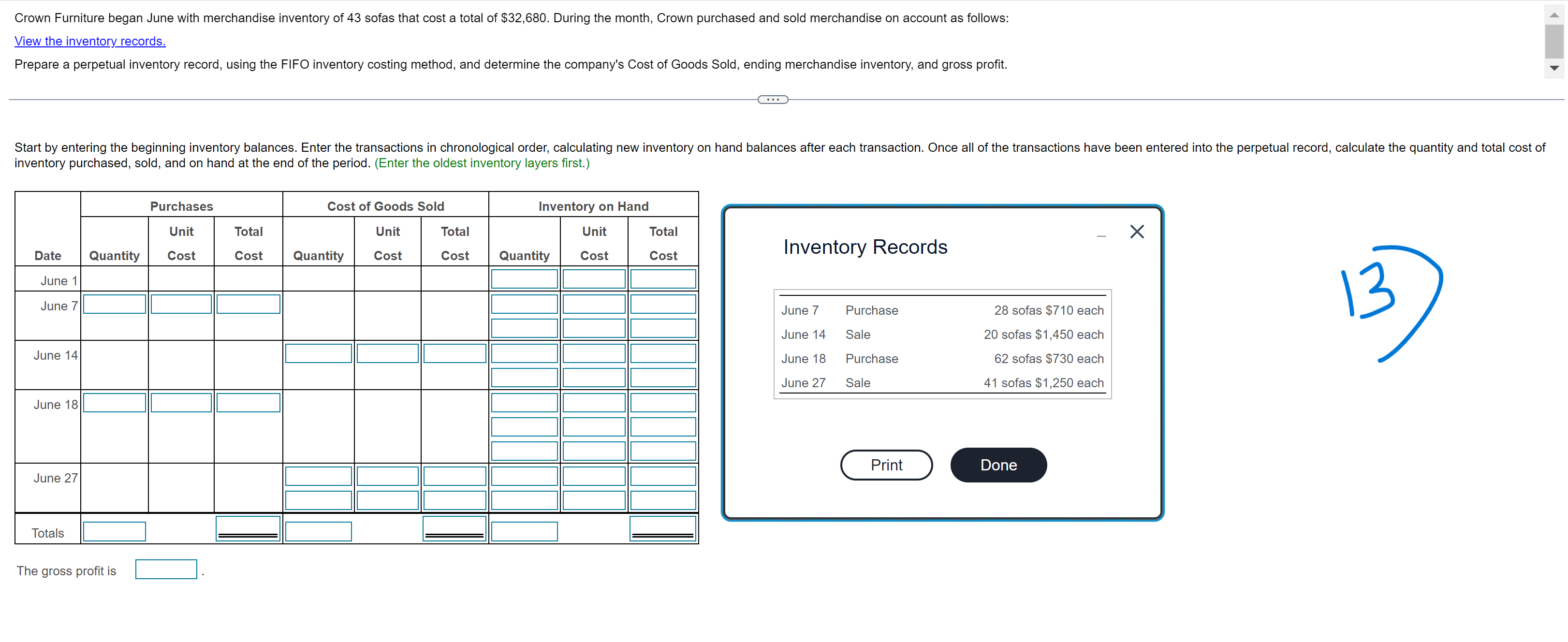 Solved View the inventory records.inventory purchased, sold, | Chegg.com