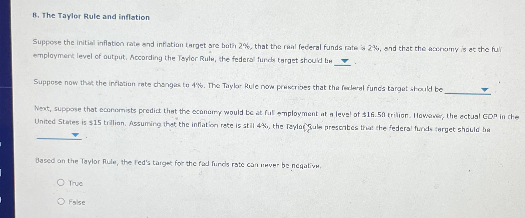 Solved The Taylor Rule and inflationSuppose the initial | Chegg.com