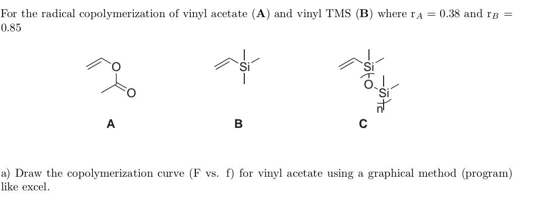 For the radical copolymerization of vinyl acetate (A) | Chegg.com