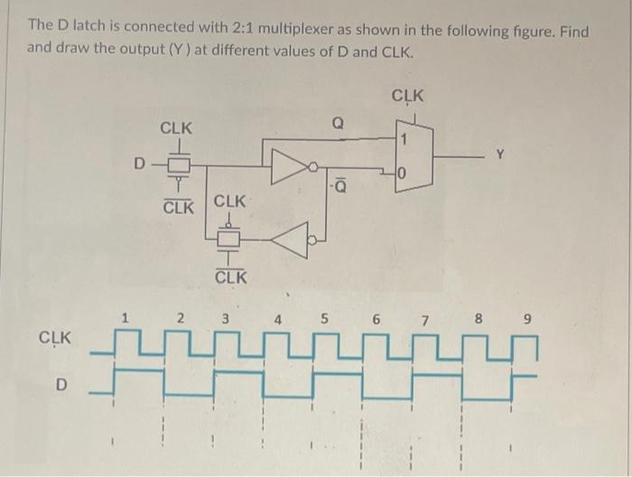 Solved The D latch is connnected with 2:1 multiplexer as | Chegg.com