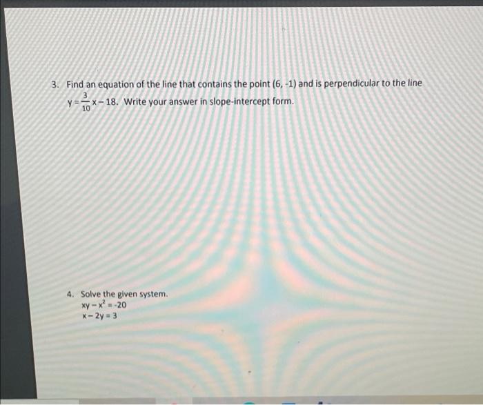 Solved 3. Find an equation of the line that contains the | Chegg.com