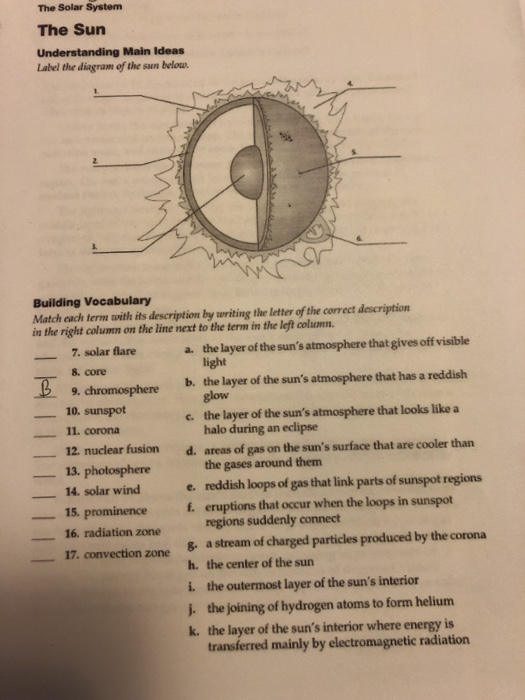 The Sun Worksheet Answers