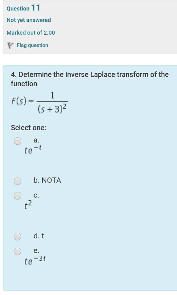 Solved Question 11 Not yet answered Marked out of 2.00 Flag | Chegg.com