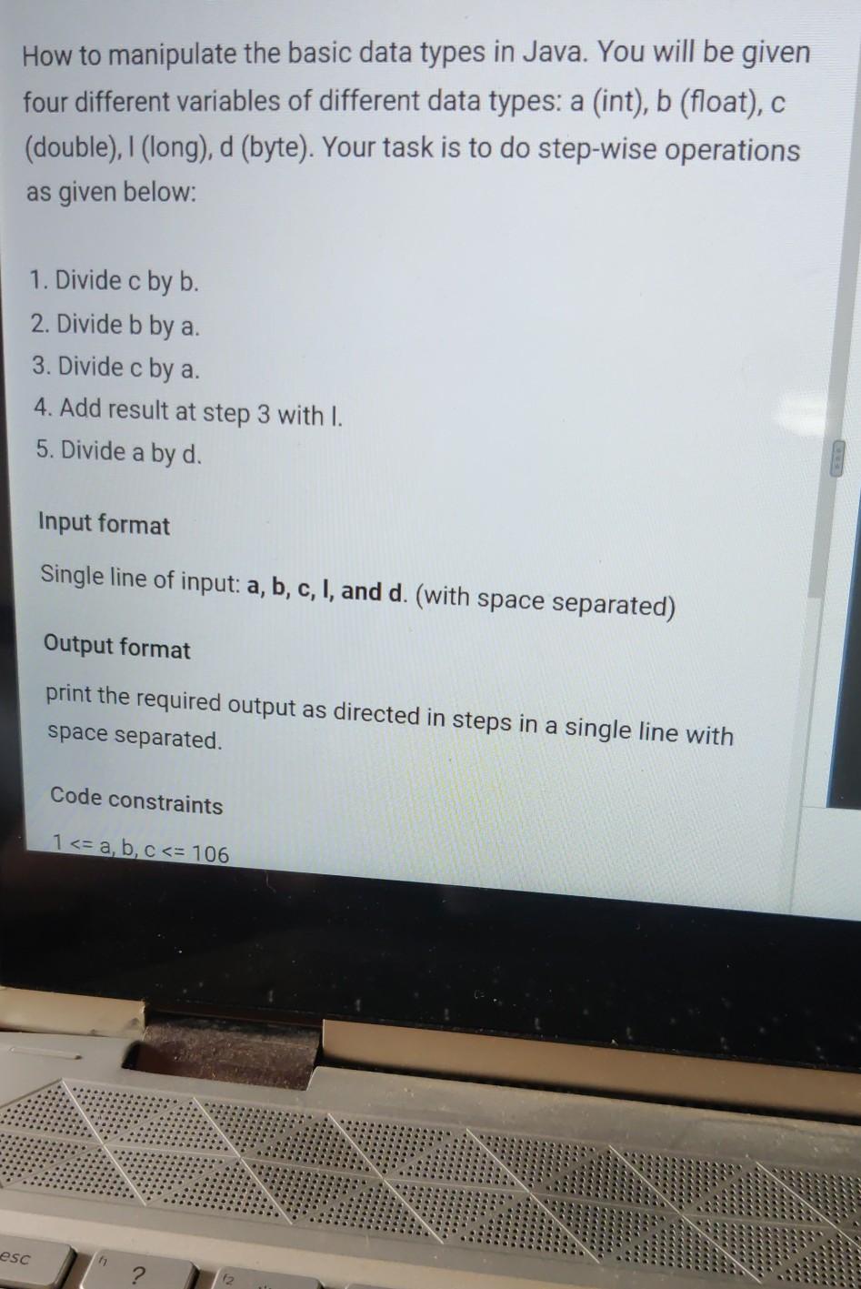Solved How to manipulate the basic data types in Java. You | Chegg.com
