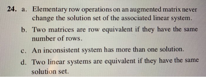 Solved 24. a. Elementary row operations on an augmented Chegg