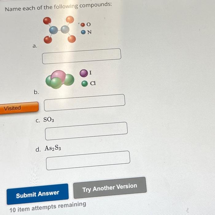 Name Each Of The Following Compounds: | Chegg.com