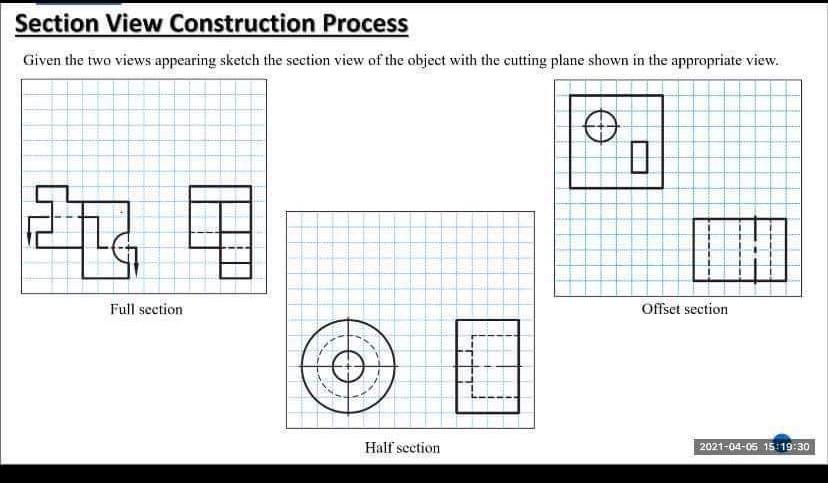 Solved Section View Construction Process Given the two views | Chegg.com
