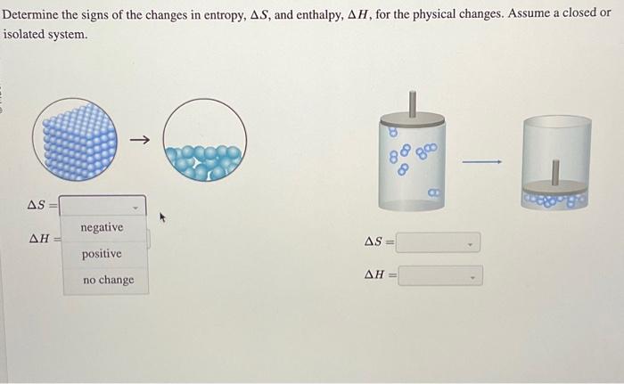 Solved Determine the signs of the changes in entropy, AS, | Chegg.com