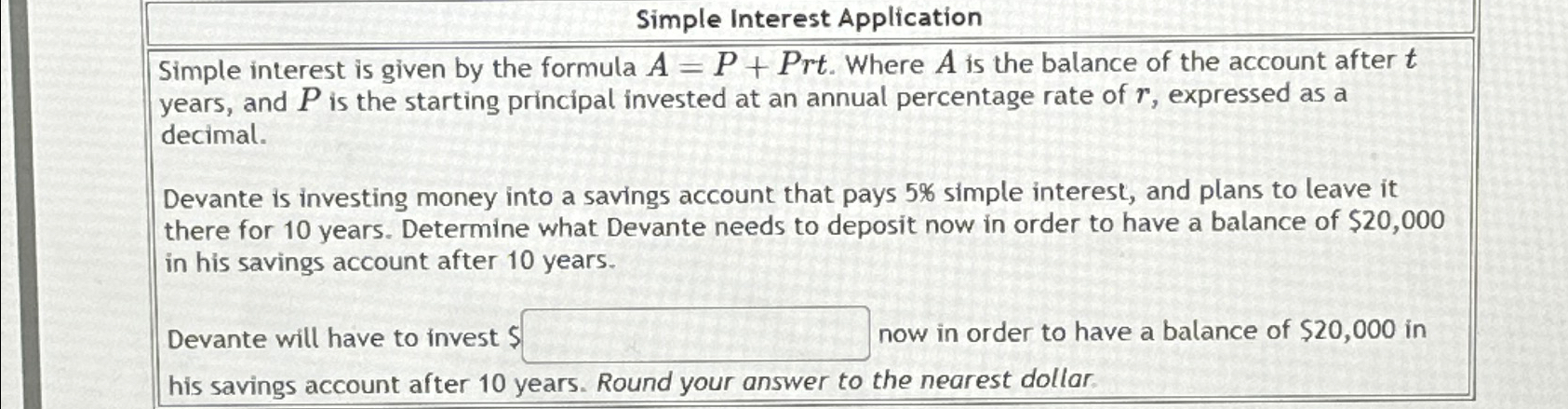 Solved Simple Interest ApplicationSimple interest is given | Chegg.com