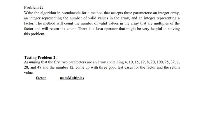 Problem 2: Write the algorithm in pseudocode for a | Chegg.com