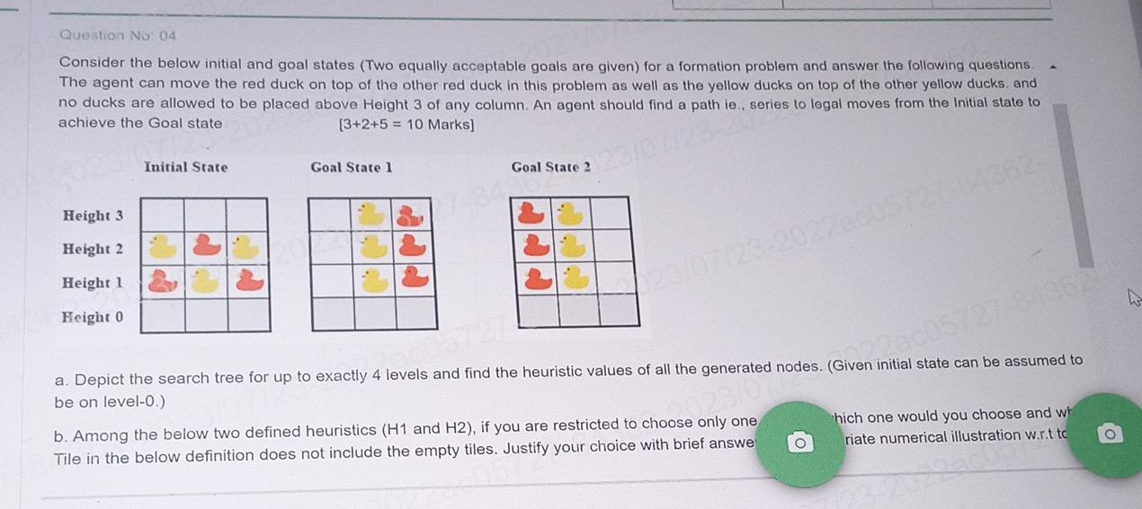 Solved Consider the below initial and goal states (Two | Chegg.com