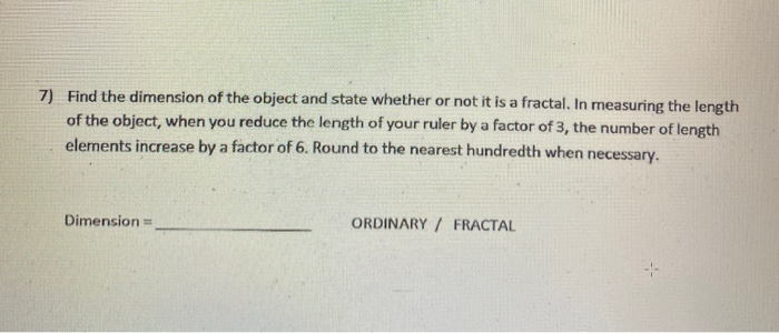 Solved 7 Find The Dimension Of The Object And State Whether Chegg Solved 7 Find The Dimension Of The Object And State Whether Chegg