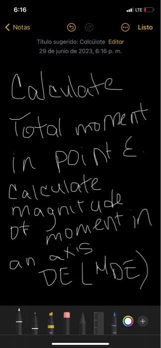 Calculate Total moment in point \( \varepsilon \) Calculate magnit ude of moment in an \( a \) NE DI