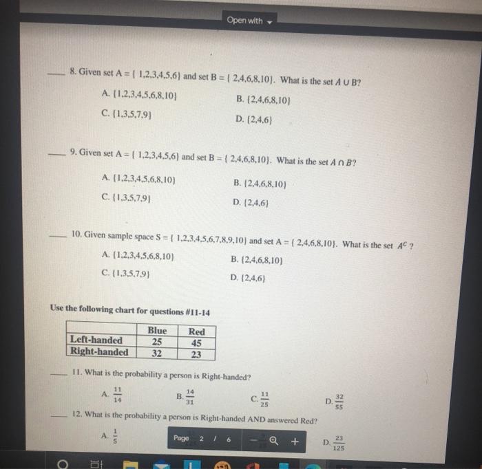 Solved Open With 8. Given Set A = [ 1.2.3.4.5.6) And Set B = | Chegg.com