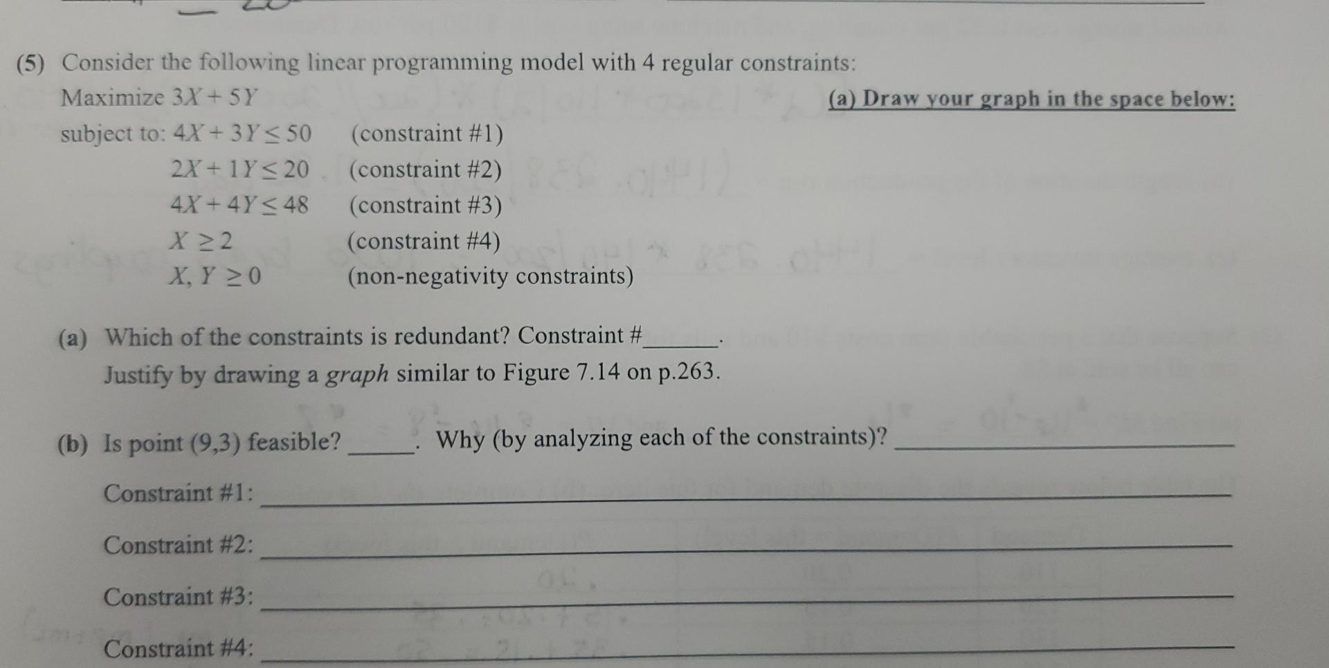 Solved (5) Consider the following linear programming model | Chegg.com