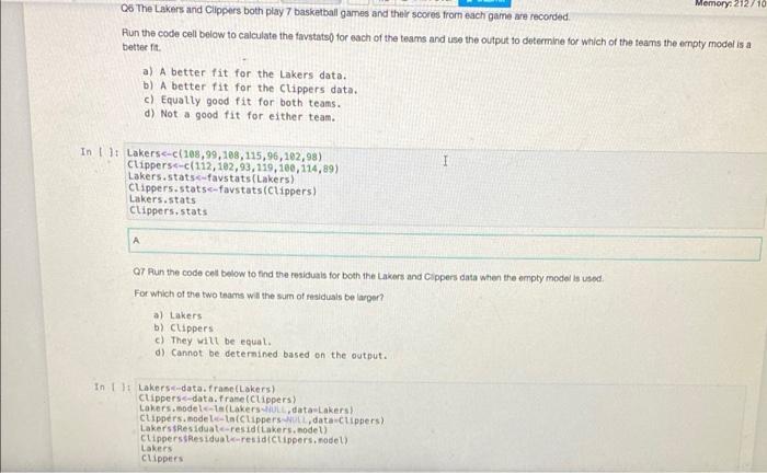 Q8 Run the code cell below to output the favstats for | Chegg.com