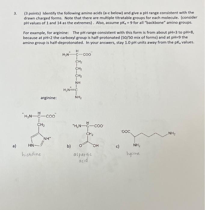 Solved ( 3 points) Identify the following amino acids ( \\( | Chegg.com