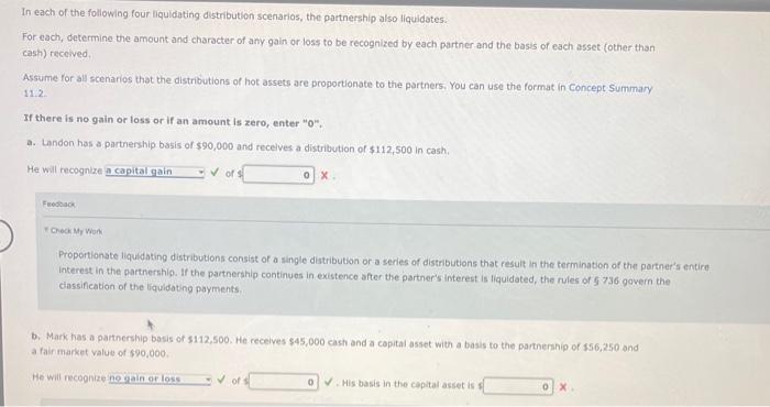Solved In each of the following four liquidating | Chegg.com