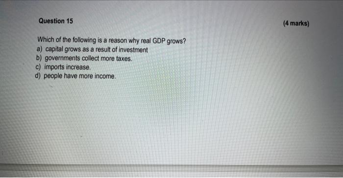 Solved Which of the following is a reason why real GDP | Chegg.com
