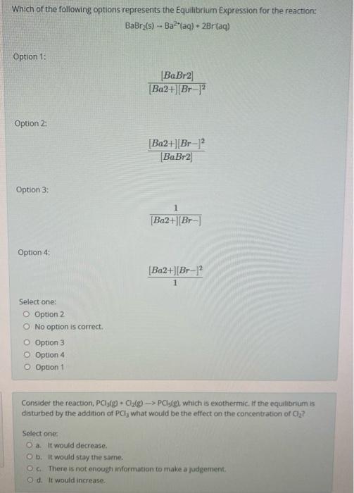 Solved Which of the following options represents the | Chegg.com