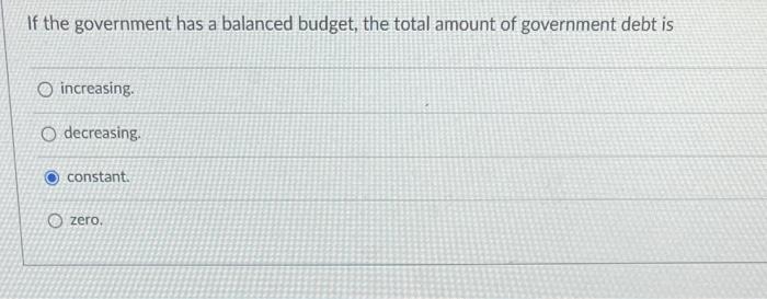 Solved If The Government Has A Balanced Budget, The Total | Chegg.com