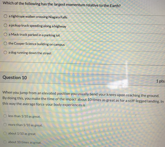 Solved Which Of The Following Has The Largest Momentum Chegg
