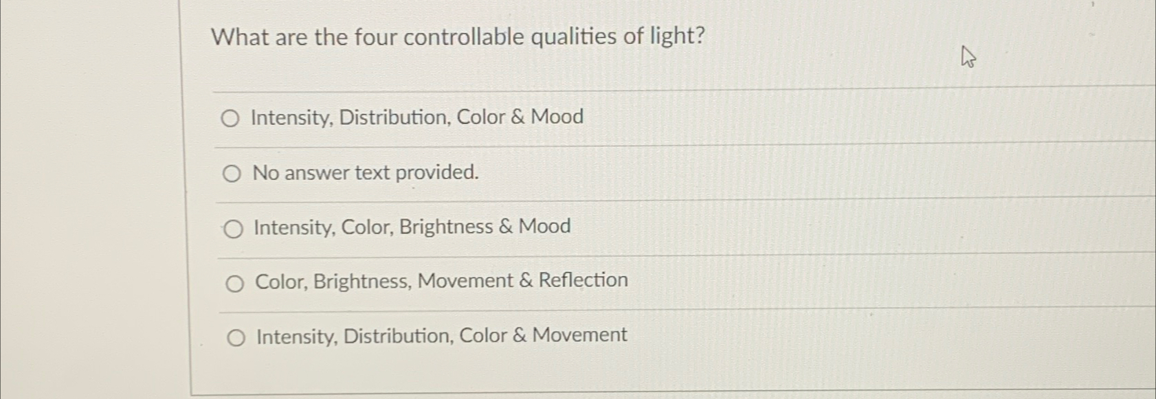 Solved What are the four controllable qualities of