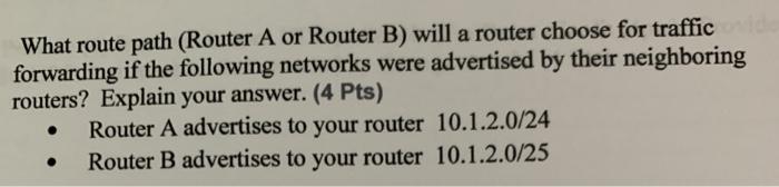 Solved What Route Path (Router A Or Router B) Will A Router | Chegg.com