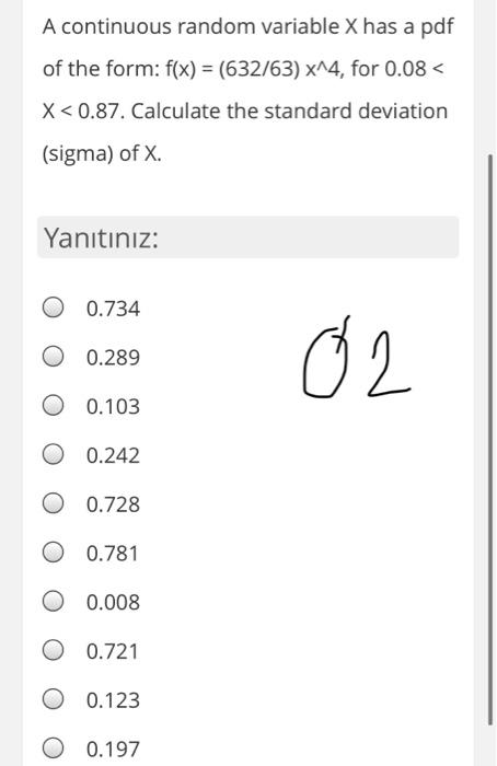 Solved A continuous random variable X has a pdf of the form: | Chegg.com