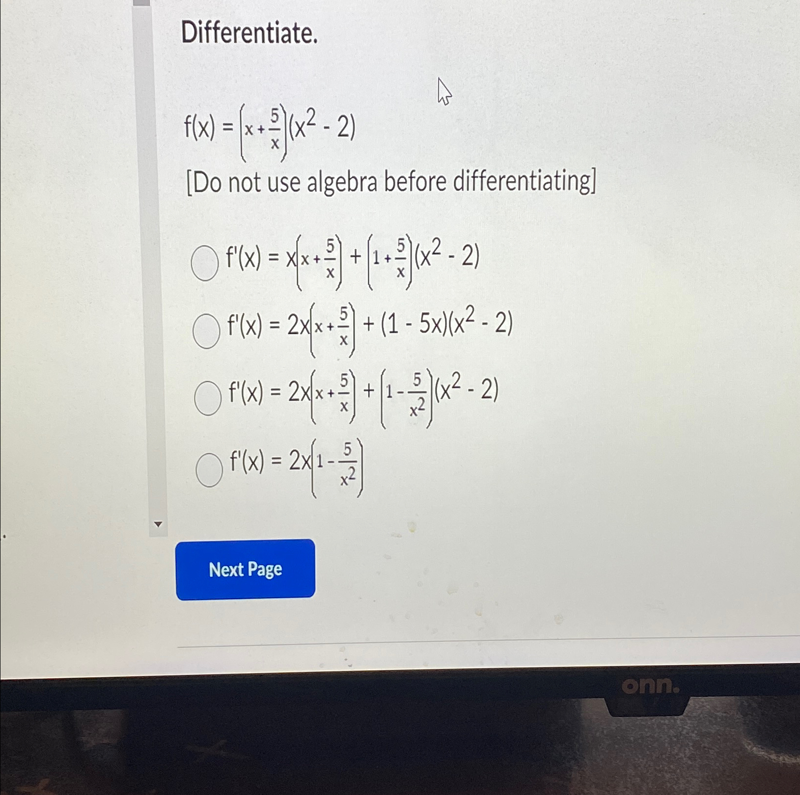 Solved Differentiate F X X 5x X2 2 [do Not Use Algebra