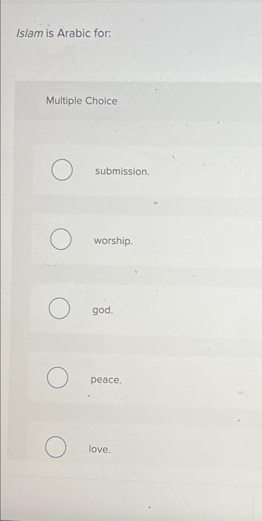 Solved Islam is Arabic forMultiple