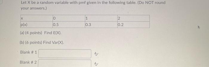 Solved Let X be a random variable with pmf given in the | Chegg.com