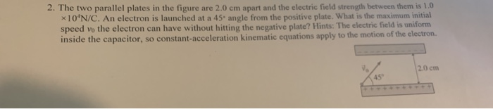 Solved 2. The two parallel plates in the figure are 2.0 cm | Chegg.com