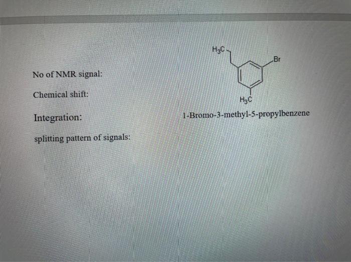 Solved H₃C Br No of NMR signal: Chemical shift: H3C | Chegg.com