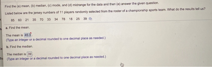 Solved Find The (a) Mean, (b) Median, (c) Mode, And (d) | Chegg.com