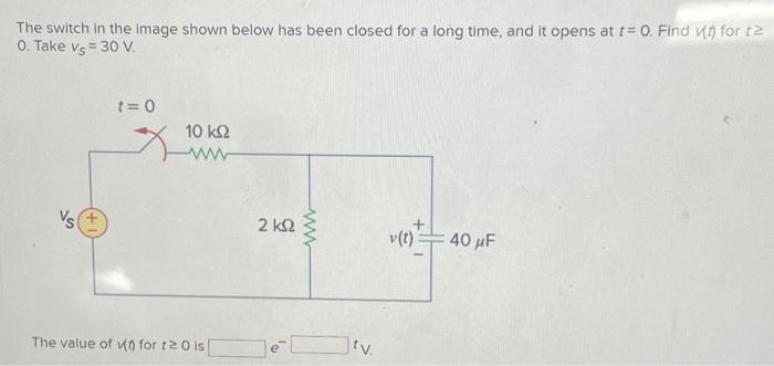 Solved The switch in the image shown below has been closed | Chegg.com