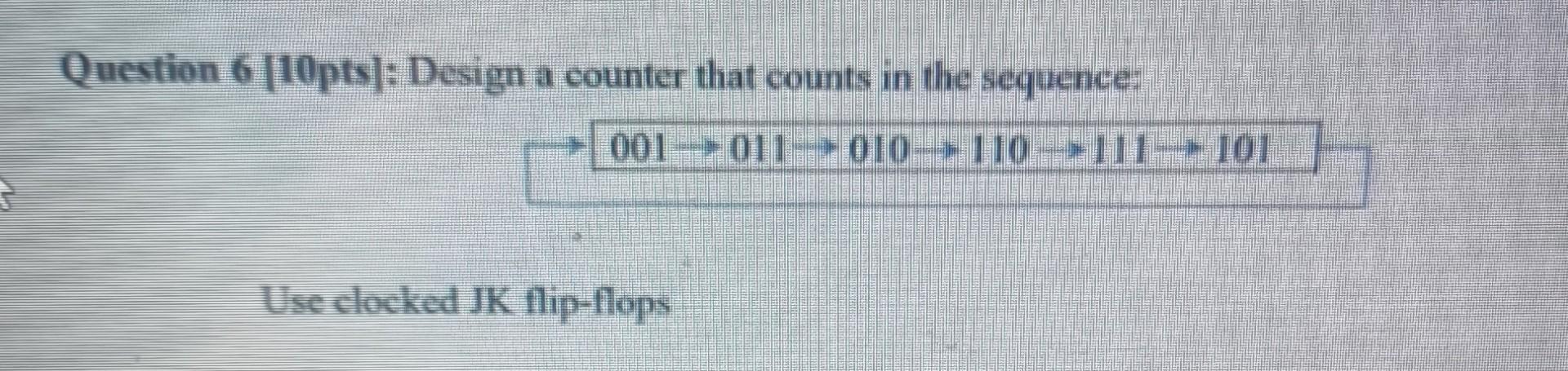 Solved Question 6 [10pts]: Design a counter that counts in | Chegg.com