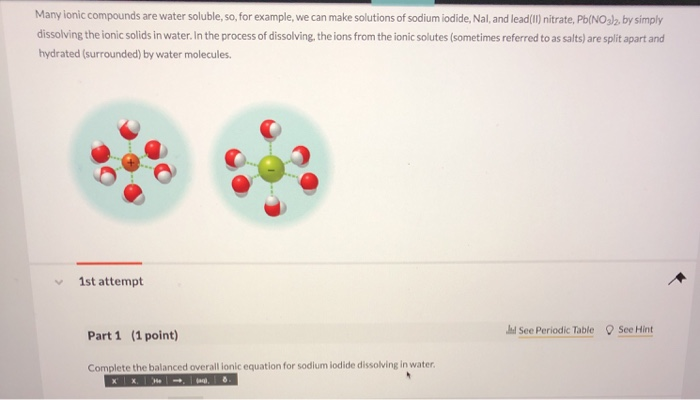 Solved Many Lonic Compounds Are Water Soluble So For Chegg Com