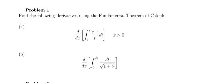 Solved Problem 1 Find The Following Derivatives Using The 2921