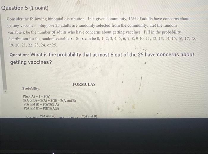 Solved Consider the following binomial distribution. In a | Chegg.com
