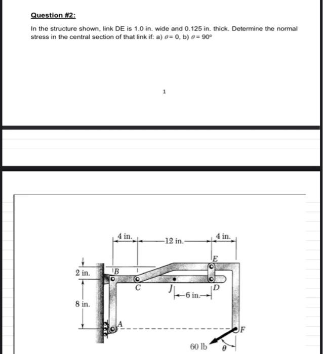 Solved Question \#2: In the structure shown, link DE is 1.0 | Chegg.com