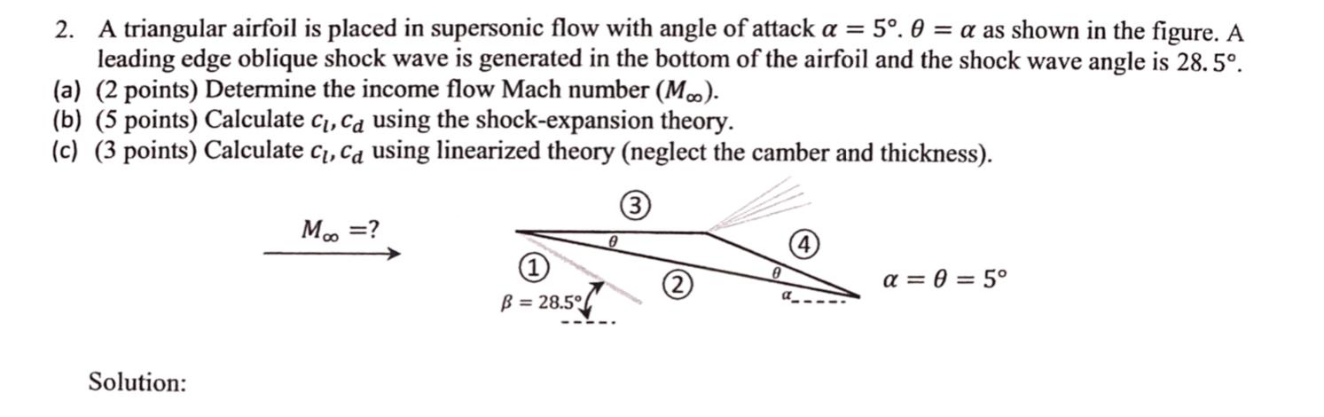 Solved A triangular airfoil is placed in supersonic flow | Chegg.com